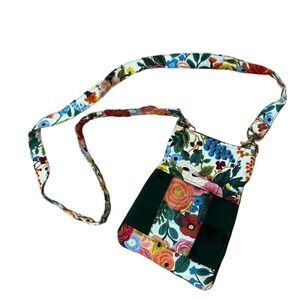 Vibrant Floral Walkie Talkie with badge holder Crossbody Bag